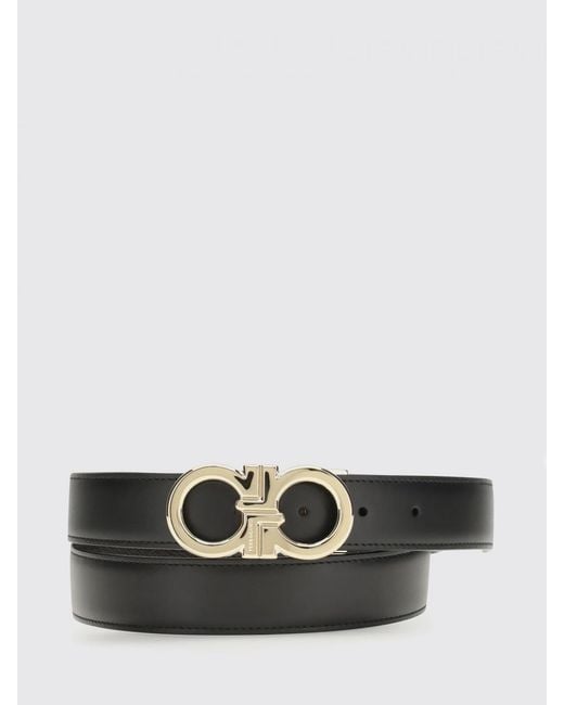 Ferragamo White Gancini Calf Leather Belt for men