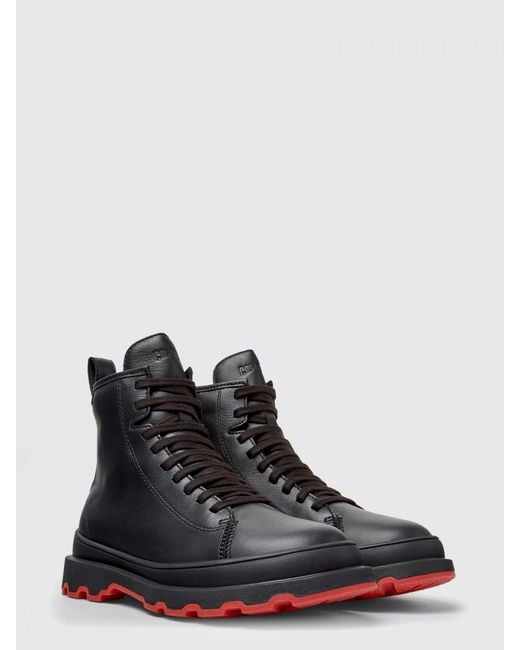 Camper Black Brutus+ Leather Ankle Boot