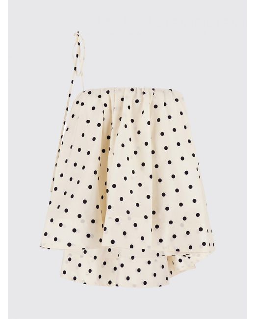 Top De Algodón Con Lunares, Hombros Descubiertos Y Tirantes Anudables MSGM de color White