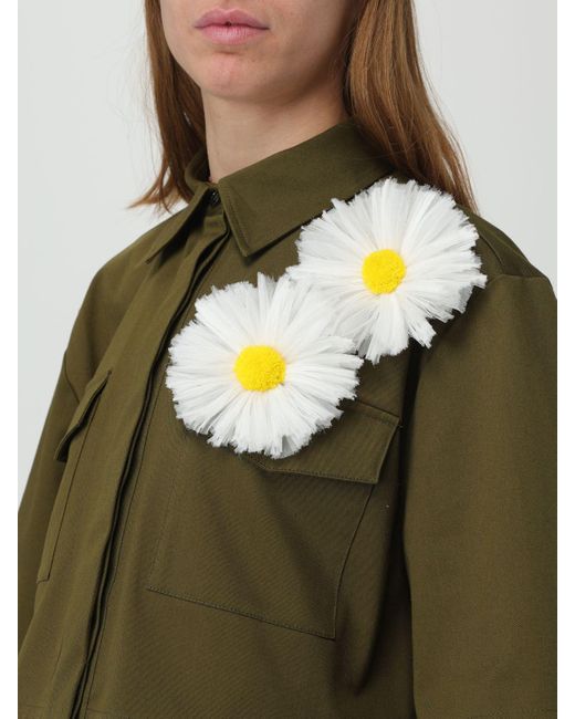 Camicia in cotone con fiore di MSGM in Green
