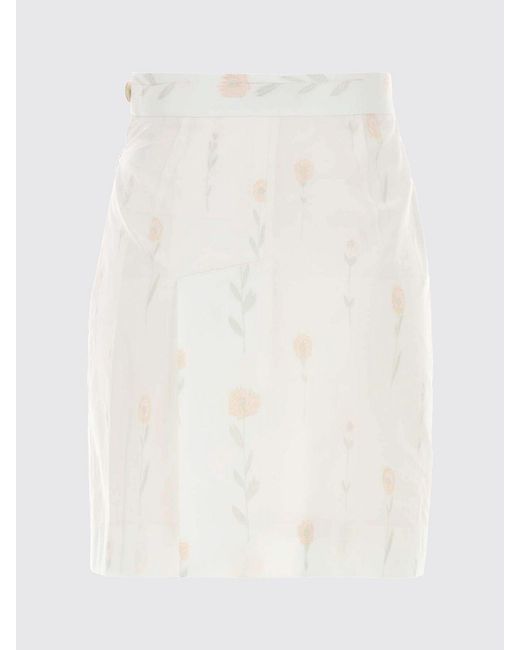 Vivienne Westwood White Floral Cotton Blend Pencil Skirt