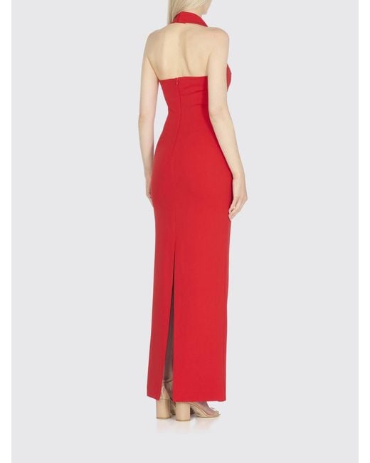 Solace London Red Long Crêpe Dress