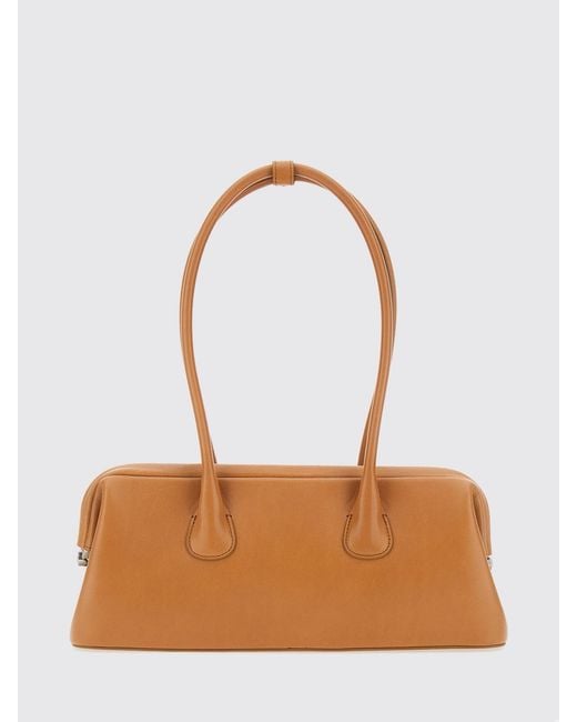 OSOI White Boat Smooth Leather Shoulder Bag With Double Handle And Lettering Logo