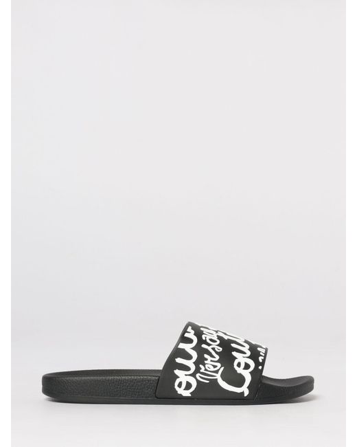 Versace Jeans Couture White Rubber Sliders With Printed Logo