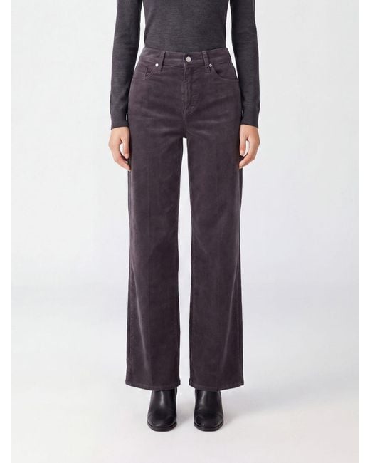 7 For All Mankind Blue Lotta High-Waisted Straight Leg Corduroy Jeans