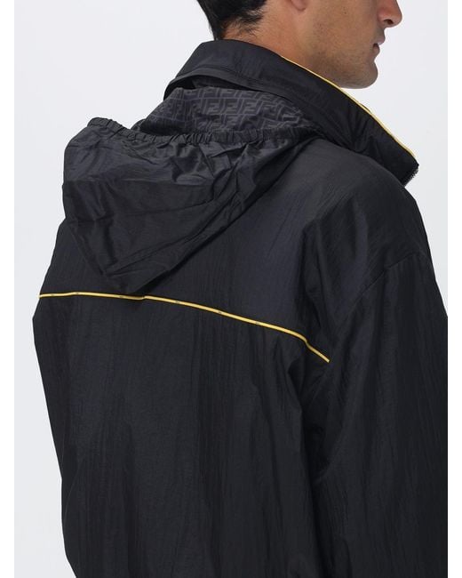 Fendi Blue Nylon Windbreaker With Hood for men