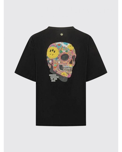 Barrow Black Cotton T-Shirt With Skull Print for men