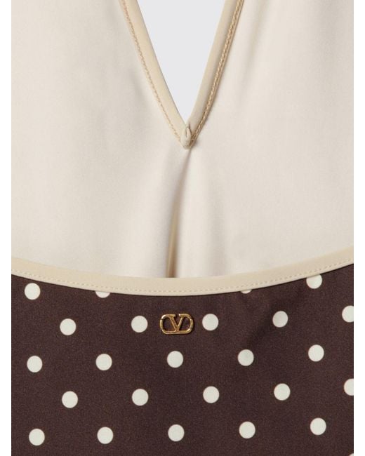 Valentino Brown Polka Dot One Piece Swimsuit