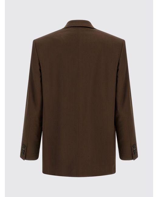 Saint Laurent Brown Double-Breasted Peak Lapel Silk Blazer for men