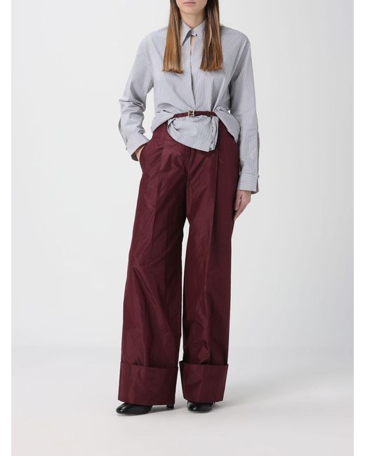 Fendi Purple Silk Taffeta Trousers