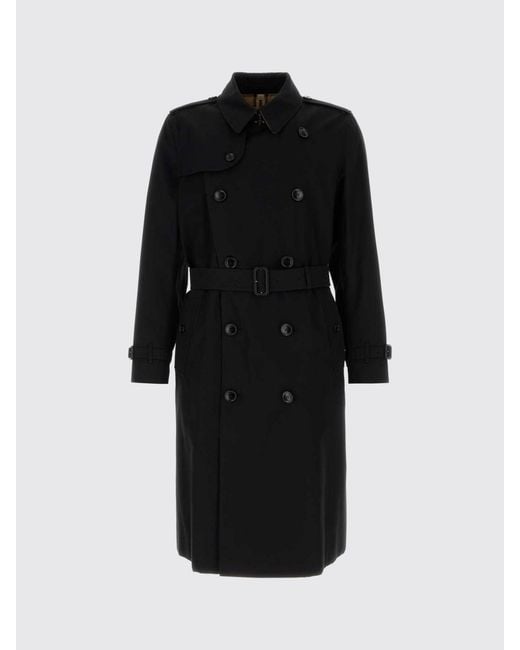 Burberry Black Long Double-Breasted Cotton Trench Coat With Belt And Epaulettes for men