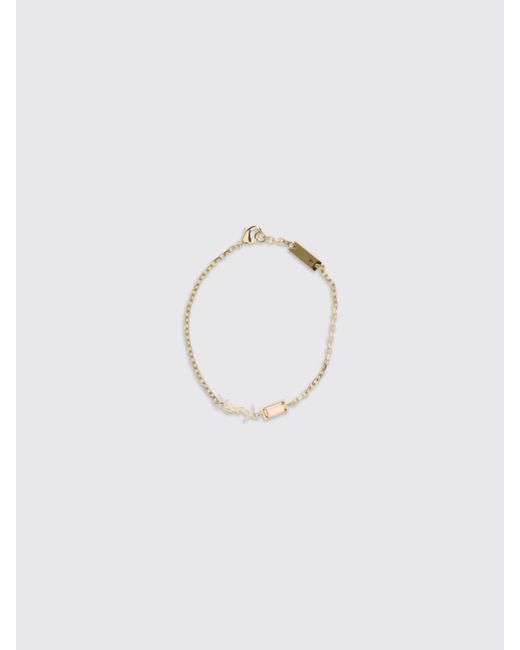 Saint Laurent Blue Cassandre Brass Bracelet With Rhinestones