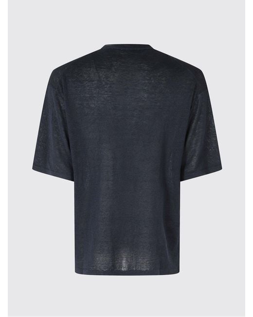 Roberto Collina Blue Linen T-Shirt for men