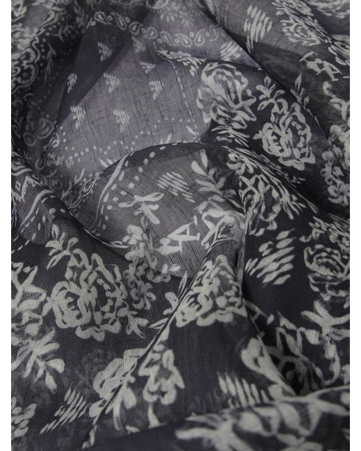 Emporio Armani Black Modal Blend Scarf With Floral Print