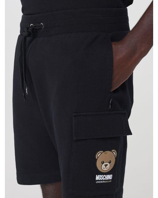 Moschino Black Cotton Sport Shorts With Elasticated Waistband And Drawstring for men