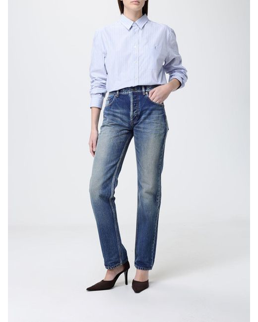 Saint Laurent White Striped Cotton Shirt