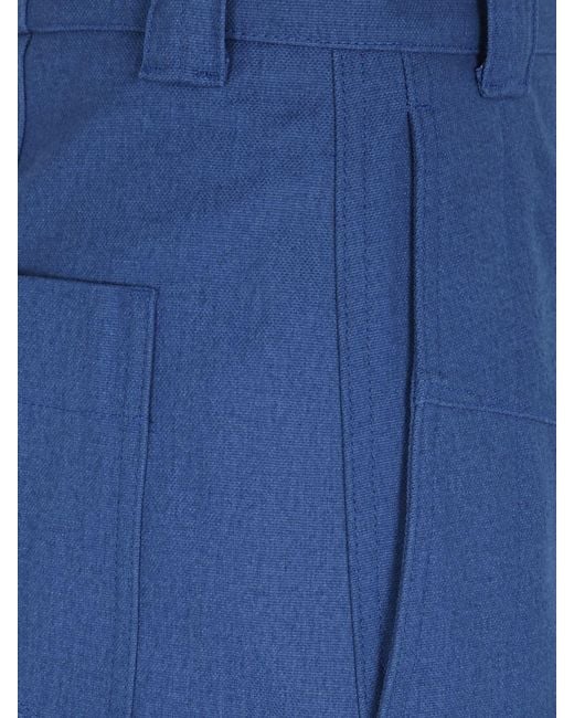 Chloé Blue ChloÉ High-Waisted Wide-Leg Cotton Trousers With Slant Pockets