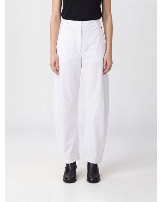 Herno White High-Waisted Wide-Leg Trousers