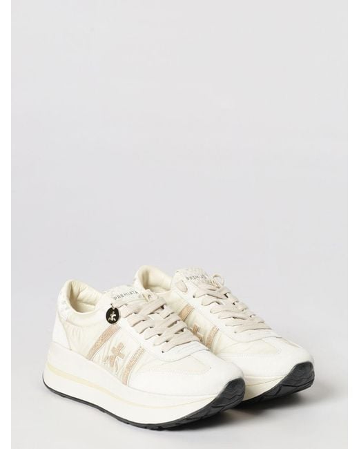 Premiata White Bethcoin Suede And Mesh Sneakers