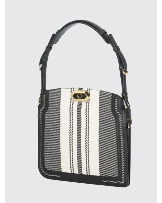 Lanvin White Striped Canvas Bag