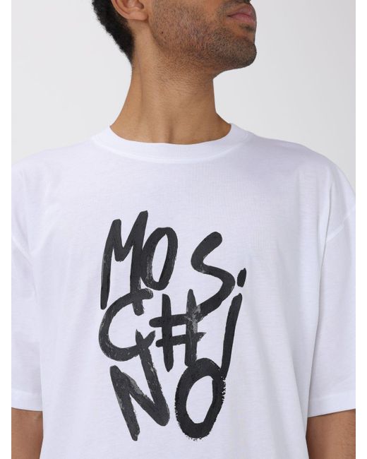 T-shirt in cotone con logo di Moschino Couture in White da Uomo