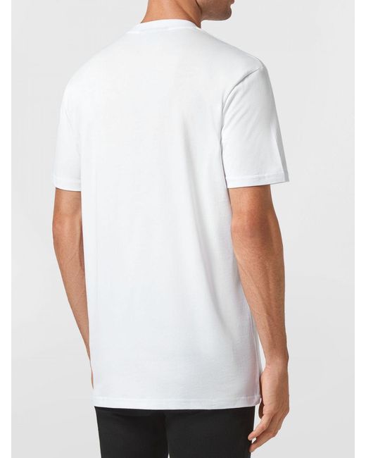 Philipp Plein White Cotton T-Shirt With Tone-On-Tone Front Logo for men