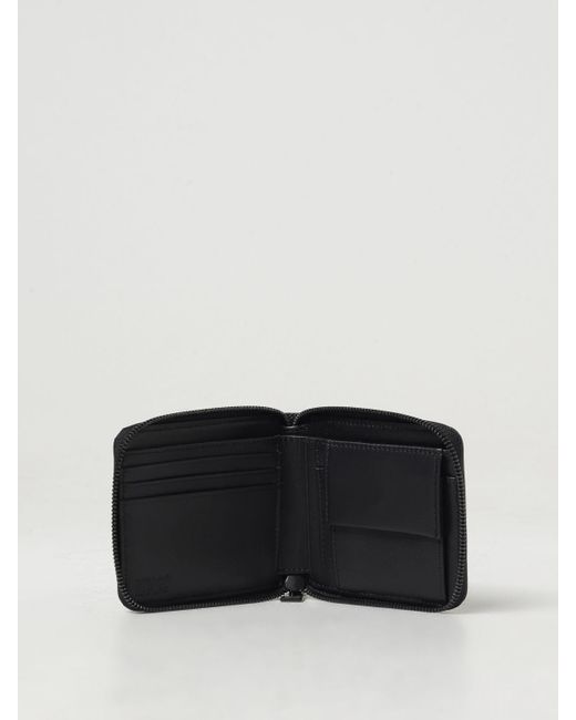 DIESEL Black Leather Zip Wallet With Embossed Logo for men