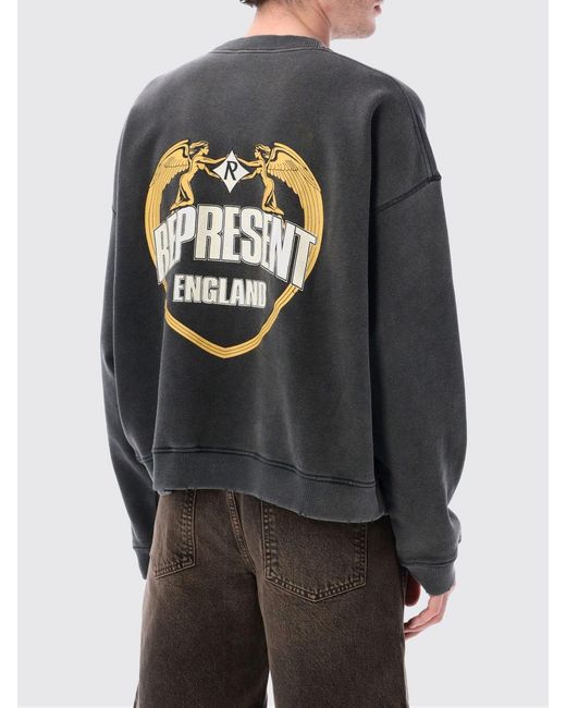 Represent Gray Cotton Crewneck Sweatshirt With Logo for men