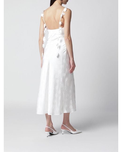 ROTATE BIRGER CHRISTENSEN White Crêpe Midi Dress With Appliqués