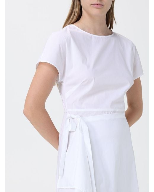 Liviana Conti White Thalia Midi Cotton Blend Dress