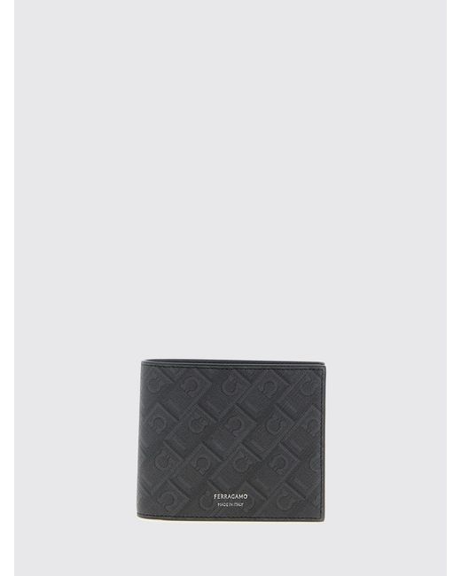 Ferragamo Gray Monogram Faux Leather Wallet for men