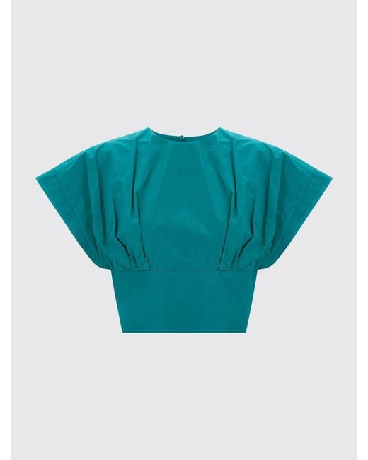 Pinko Blue Asparago Cropped Cotton Top