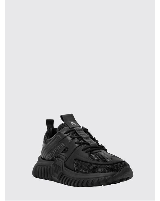 Philipp Plein Black Supersonic Leather And Suede Trainers With Crystals And Chunky Sole for men