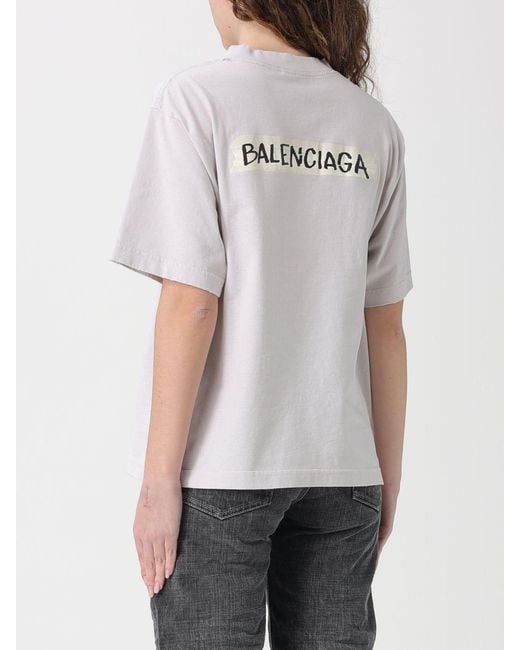 Balenciaga White Cotton T-Shirts With Logo