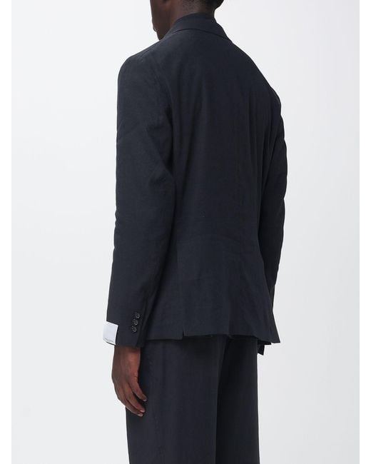 Paolo Pecora Blue Linen And Viscose Double-Breasted Blazer for men