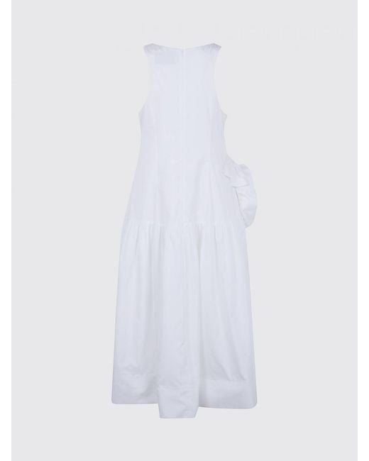 Simone Rocha White Multilayer Cotton Tulle Midi Dress With Flower