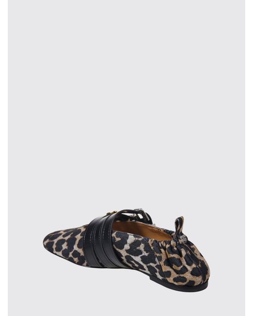 Ganni White Animal Print Recycled Viscose Ballerinas