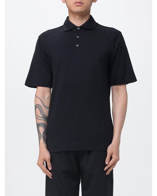 Lardini Black Cotton Polo Shirt for men