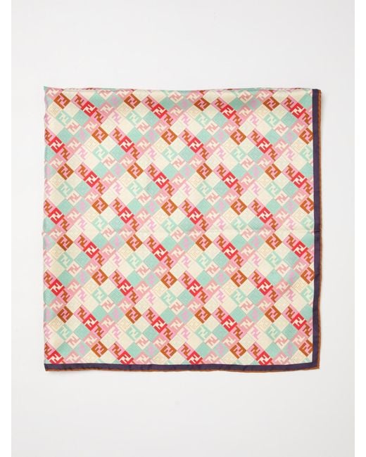 Fendi Pink Ff Silk Scarf