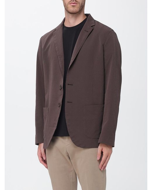 Herno Brown Single-Breasted Technical Fabric Blazer With Patch Pockets for men