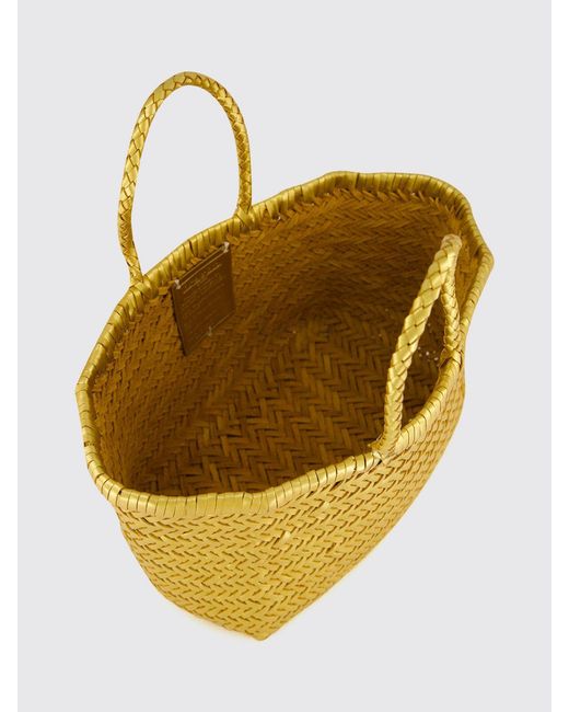 Dragon Diffusion Metallic Triplo Salto Woven Leather Handbag With Double Handle