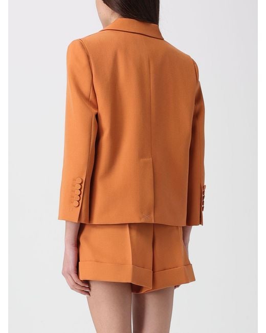 Fendi Orange Wool Blend Double-Breasted Blazer