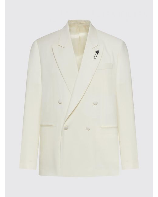 Lardini Natural Double-Breasted Wool Blazer for men