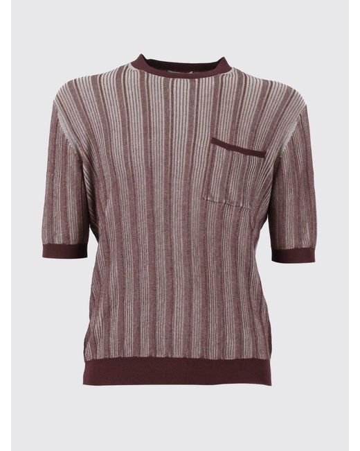 Ballantyne Brown Striped Cotton Sweater for men