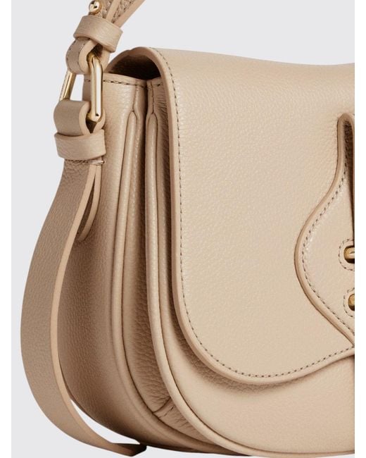 Coccinelle Natural Mavery Small Hammered Leather Bag