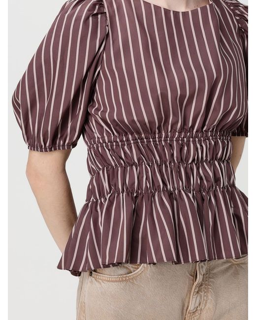 Pinko Red Striped Viscose Blouse