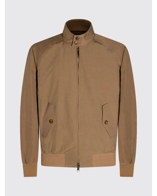 Baracuta Natural Cotton Blend Bomber Jacket With High Collar And Zip Closure for men