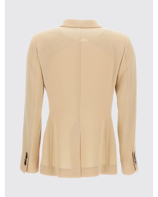 Alberto Biani Natural Slim Fit Double-Breasted Cady Blazer With Classic Lapels