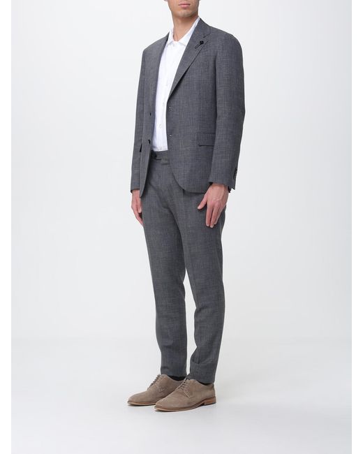Lardini Gray Single-Breasted Wool And Silk Suit for men