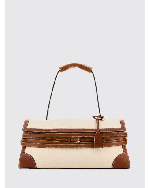 Moschino Natural Canvas And Leather Bag